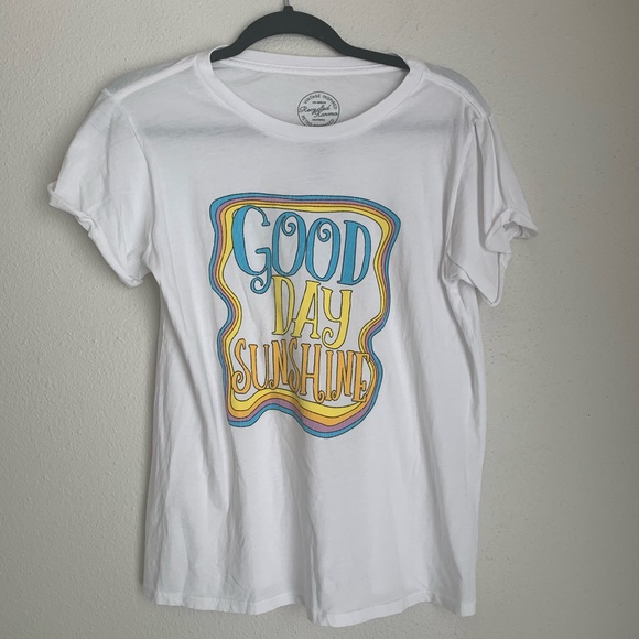 Recycled Karma Tops - Recycled Karma Good Day Sunshine retro white tee